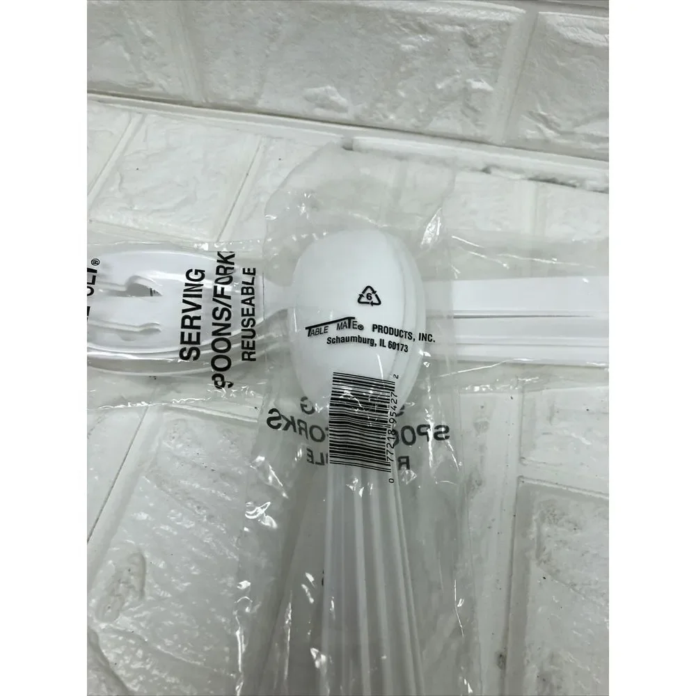 Tablemate‎ 8pc Fork & Spoon Serving Set Plastic Disposable Reusable Salad Picnic